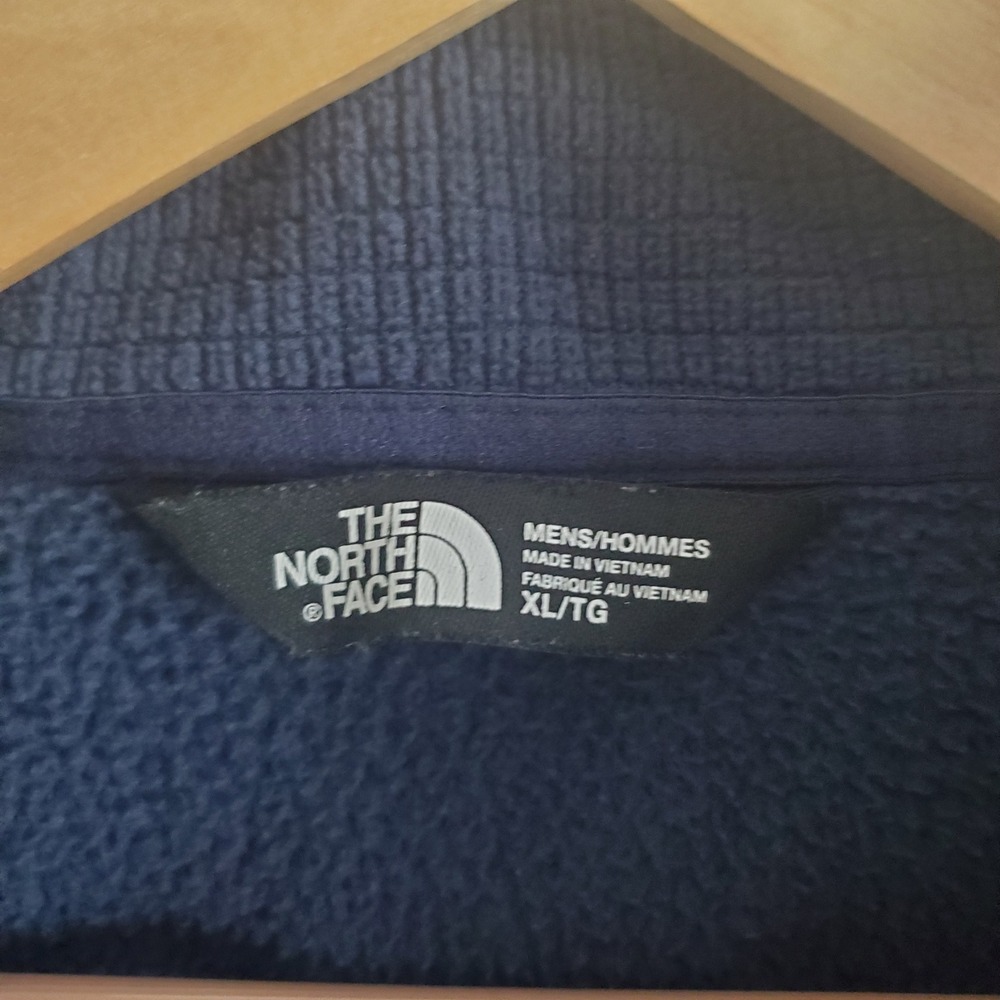 The North Face Mens XL Navy Blue Waffle Grid Fleece Quarter Zip Pullover - Picture 5 of 9